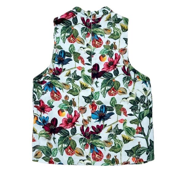 Topshop Light Blue Floral Mock Neck Sleeveless Top Size 6 - Picture 2 of 8